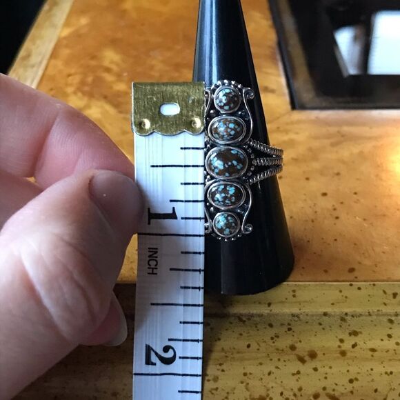 Natural Royston Blue Horizon Turquoise Sterling Silver Ring Size 8 - Picture 5 of 9